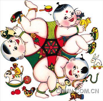 武強(qiáng)年畫代表作——六子爭(zhēng)頭