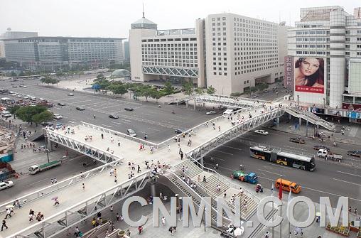 (二條圖)北京西單新一號鋁合金人行天橋